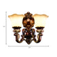 Brown 1/2 Heads Wall Lighting Countryside Frosted Glass Bloom Sconce Light Fixture for Bedroom Clearhalo 'Wall Lamps & Sconces' 'Wall Lights' Lighting' 1031565