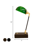Semi-Sphere Green Glass Reading Lighting Retro 1-Light Study Room Nightstand Lamp in Black Clearhalo 'Lamps' 'Table Lamps' Lighting' 1031671