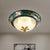 Classic Round Shape Ceiling Fixture 3-Head Ribbed Frosted Glass Flush Mount with Bloom Pattern in Green - Green - Clearhalo - 'Ceiling Lights' - 'Close To Ceiling Lights' - 'Close to ceiling' - 'Flush mount' - Lighting' - 1031684