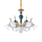 Bloom Opal-White Glass Down Hanging Chandelier Classic 6 Heads Living Room Pendant Ceiling Light in Green Clearhalo 'Ceiling Lights' 'Chandeliers' Lighting' options 1031725