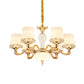 Vintage Flower Suspension Lamp 6/8 Lights Milky Glass Chandelier Lighting with Swooping Arm in Gold for Bedroom Clearhalo 'Ceiling Lights' 'Chandeliers' Lighting' options 1031729