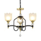 Opal Glass Scalloped Suspension Lighting Fixture Traditional 3/6-Head Bedroom Chandelier Light in Black and Gold Clearhalo 'Ceiling Lights' 'Chandeliers' Lighting' options 1031742