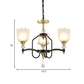 Opal Glass Scalloped Suspension Lighting Fixture Traditional 3/6-Head Bedroom Chandelier Light in Black and Gold Clearhalo 'Ceiling Lights' 'Chandeliers' Lighting' options 1031743