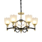 Opal Glass Scalloped Suspension Lighting Fixture Traditional 3/6-Head Bedroom Chandelier Light in Black and Gold Clearhalo 'Ceiling Lights' 'Chandeliers' Lighting' options 1031746