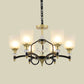Opal Glass Scalloped Suspension Lighting Fixture Traditional 3/6-Head Bedroom Chandelier Light in Black and Gold Clearhalo 'Ceiling Lights' 'Chandeliers' Lighting' options 1031747