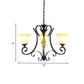 Opal Glass Bell Suspension Lighting Vintage 3-Light Living Room Chandelier with Swirled Arm in Bronze Clearhalo 'Ceiling Lights' 'Chandeliers' Lighting' options 1031774