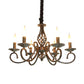 Bronze 6 Lights Pendant Lamp Classic Metal Candelabra Hanging Chandelier for Dining Room Clearhalo 'Ceiling Lights' 'Chandeliers' Lighting' options 1031811