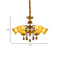 Floral Shade Hanging Chandelier European 6 Bulbs Glass Hanging Pendant Light in Brass Clearhalo 'Ceiling Lights' 'Chandeliers' Lighting' options 1031859