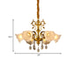 Vintage Floral Shade Ceiling Pendant Light Crystal Orbs 6 Heads Hanging Chandelier in Brass Clearhalo 'Ceiling Lights' 'Chandeliers' Lighting' options 1031871