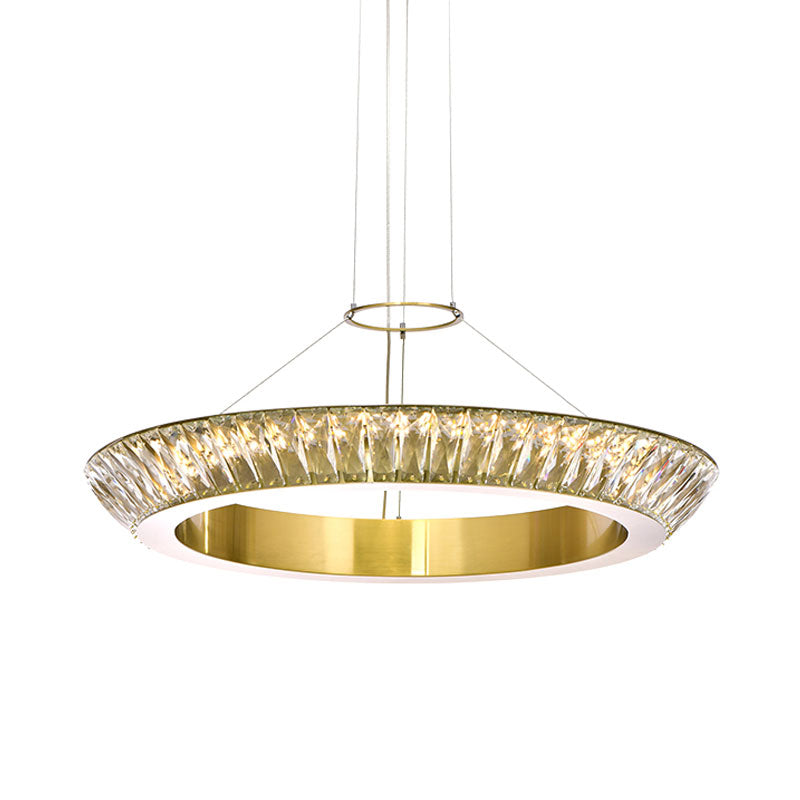 LED Inserted Crystal Chandelier Lighting Fixture Simple Gold Ring Dining Room Ceiling Pendant Light Clearhalo 'Ceiling Lights' 'Chandeliers' 'Modern Chandeliers' 'Modern' Lighting' 1031893