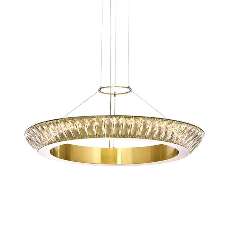LED Inserted Crystal Chandelier Lighting Fixture Simple Gold Ring Dining Room Ceiling Pendant Light Clearhalo 'Ceiling Lights' 'Chandeliers' 'Modern Chandeliers' 'Modern' Lighting' 1031893