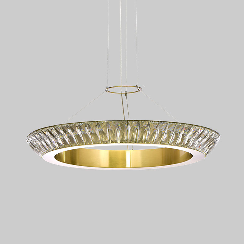 LED Inserted Crystal Chandelier Lighting Fixture Simple Gold Ring Dining Room Ceiling Pendant Light Clearhalo 'Ceiling Lights' 'Chandeliers' 'Modern Chandeliers' 'Modern' Lighting' 1031894