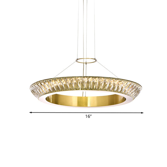 LED Inserted Crystal Chandelier Lighting Fixture Simple Gold Ring Dining Room Ceiling Pendant Light Clearhalo 'Ceiling Lights' 'Chandeliers' 'Modern Chandeliers' 'Modern' Lighting' 1031895