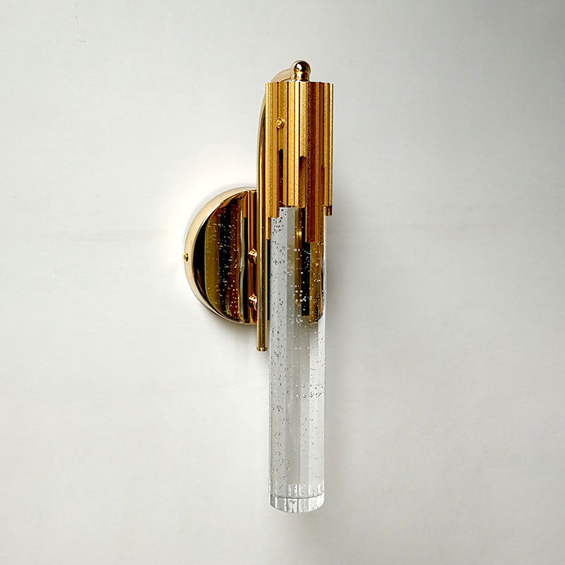 Crystal Gold Wall Mounted Lamp Tube LED Contemporary Sconce Light Fixture for Living Room Clearhalo 'Cast Iron' 'Glass' 'Industrial' 'Modern wall lights' 'Modern' 'Tiffany' 'Traditional wall lights' 'Wall Lamps & Sconces' 'Wall Lights' Lighting' 1031938