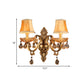 Crystal Raindrop Fabric Shade Sconce Countryside Bedroom Wall Lighting Idea in Brass Clearhalo 'Wall Lamps & Sconces' 'Wall Lights' Lighting' 1031979