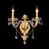 2-Light Wall Sconce Lighting Minimalist Candlestick Crystal Teardrop Wall Mounted Light Fixture in Gold Clearhalo 'Modern wall lights' 'Modern' 'Wall Lamps & Sconces' 'Wall Lights' Lighting' 1031982
