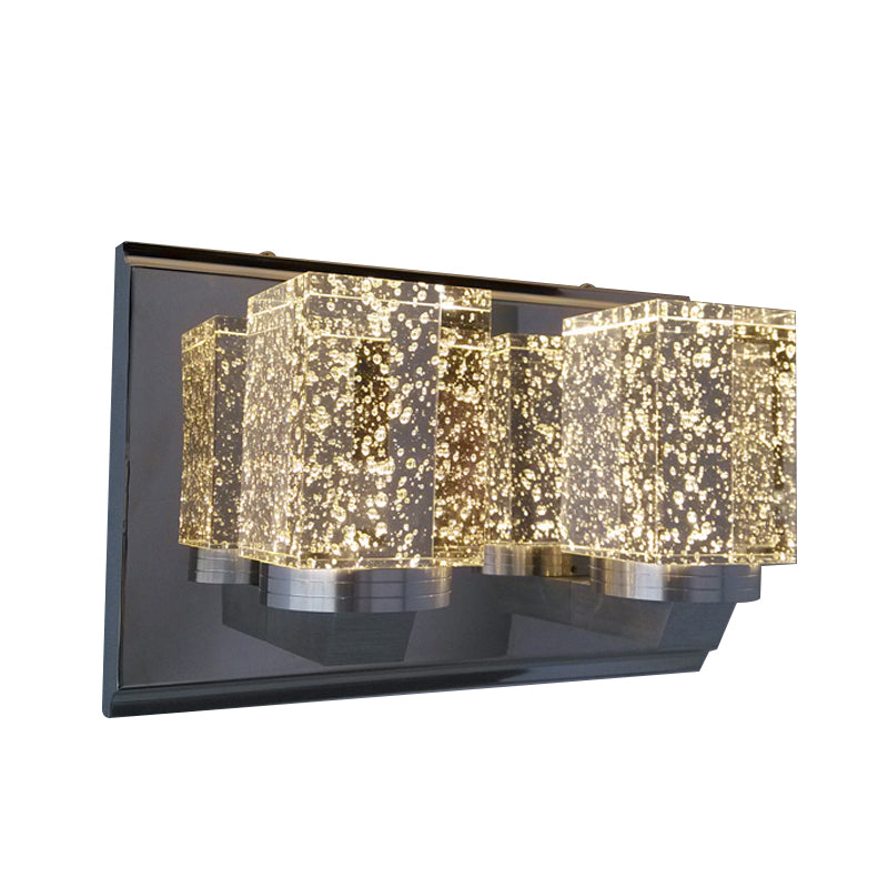 Chrome Cubic Wall Lighting Idea Modernism Crystal LED Bedroom Wall Mounted Light Fixture Clearhalo 'Cast Iron' 'Glass' 'Industrial' 'Modern wall lights' 'Modern' 'Tiffany' 'Traditional wall lights' 'Wall Lamps & Sconces' 'Wall Lights' Lighting' 1031993