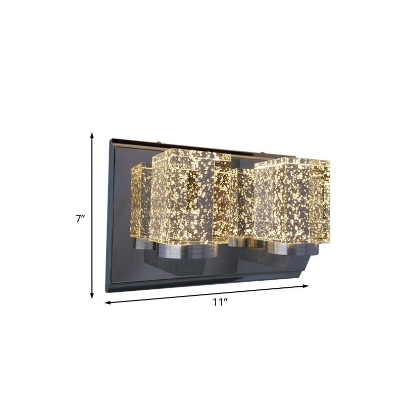 Chrome Cubic Wall Lighting Idea Modernism Crystal LED Bedroom Wall Mounted Light Fixture Clearhalo 'Cast Iron' 'Glass' 'Industrial' 'Modern wall lights' 'Modern' 'Tiffany' 'Traditional wall lights' 'Wall Lamps & Sconces' 'Wall Lights' Lighting' 1031995