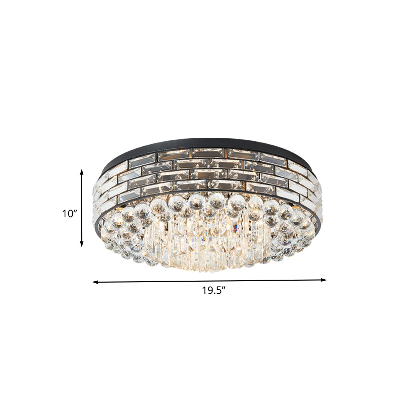 Clear Crystal Flute Flush Mount Lighting Drum 7-Head Modernism Close to Ceiling Lamp Clearhalo 'Ceiling Lights' 'Close To Ceiling Lights' 'Close to ceiling' 'Flush mount' Lighting' 1032035