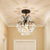 1-Bulb Semi Mount Lighting Simple Tapered Crystal Droplet Close to Ceiling Light in Black Black Clearhalo 'Ceiling Lights' 'Close To Ceiling Lights' 'Close to ceiling' 'Semi-flushmount' Lighting' 1032036