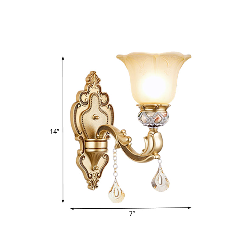 Bell Wall Sconce Contemporary 1-Head Faceted Crystal Finial Wall Mount Lighting in Gold Clearhalo 'Modern wall lights' 'Modern' 'Wall Lamps & Sconces' 'Wall Lights' Lighting' 1032055