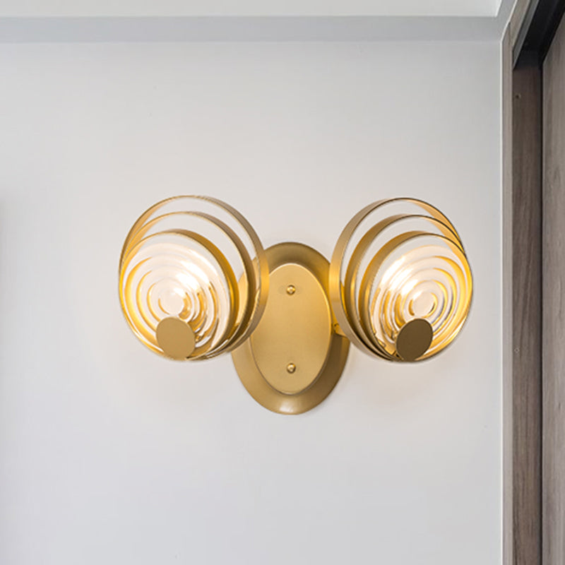 Gold 1/2-Light Wall Sconce Light Minimalist Metallic Swirling Round Wall Lighting Idea 2.0 Gold Clearhalo 'Modern wall lights' 'Modern' 'Wall Lamps & Sconces' 'Wall Lights' Lighting' 1032097