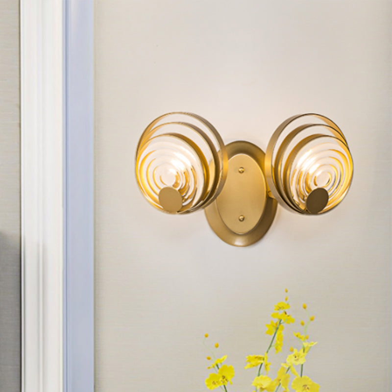 Gold 1/2-Light Wall Sconce Light Minimalist Metallic Swirling Round Wall Lighting Idea Clearhalo 'Modern wall lights' 'Modern' 'Wall Lamps & Sconces' 'Wall Lights' Lighting' 1032098