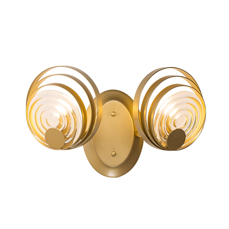 Gold 1/2-Light Wall Sconce Light Minimalist Metallic Swirling Round Wall Lighting Idea Clearhalo 'Modern wall lights' 'Modern' 'Wall Lamps & Sconces' 'Wall Lights' Lighting' 1032099