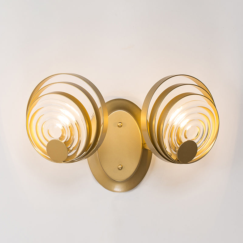 Gold 1/2-Light Wall Sconce Light Minimalist Metallic Swirling Round Wall Lighting Idea Clearhalo 'Modern wall lights' 'Modern' 'Wall Lamps & Sconces' 'Wall Lights' Lighting' 1032100