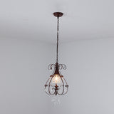 Coffee 1 Head Pendulum Light Traditional Faceted Crystal Final Heart Ceiling Lamp for Living Room Clearhalo 'Ceiling Lights' 'Pendant Lights' 'Pendants' Lighting' 1032149