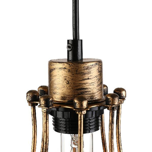 Metal Antique Brass Pendant Light Bulb Cage Shade 1 Light Farmhouse Stylish Hanging Lamp Fixture Clearhalo 'Art Deco Pendants' 'Cast Iron' 'Ceiling Lights' 'Ceramic' 'Crystal' 'Industrial Pendants' 'Industrial' 'Metal' 'Middle Century Pendants' 'Pendant Lights' 'Pendants' 'Tiffany' Lighting' 103367