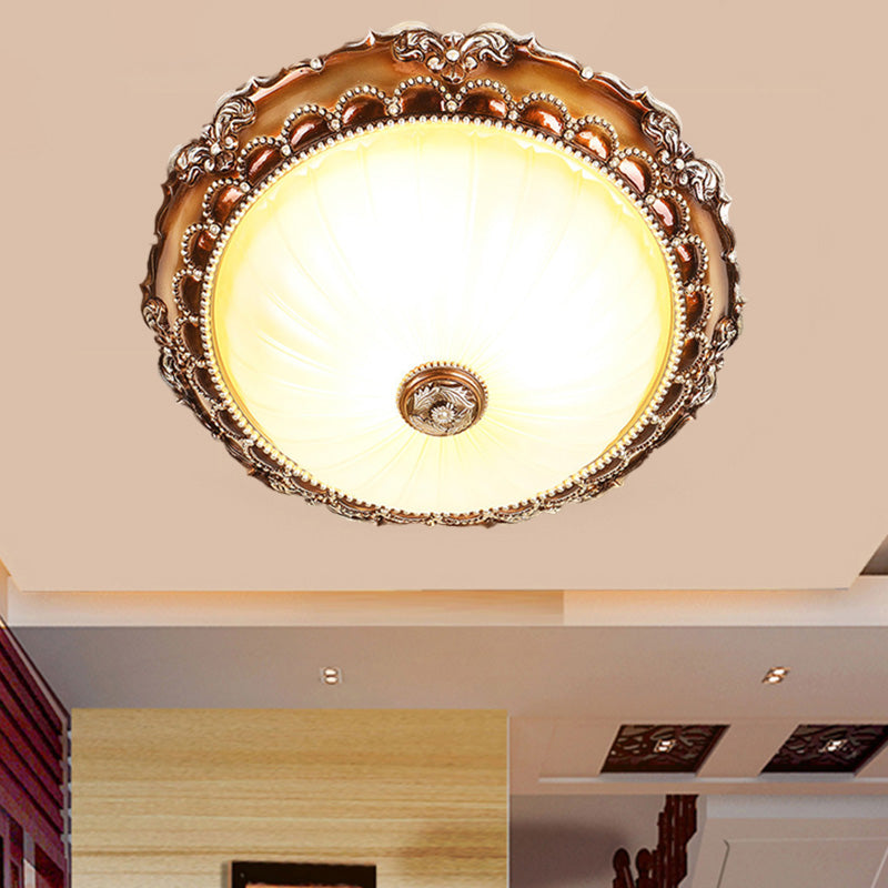 2 Lights Ceiling Lamp Traditional Circle Shape Resin Flush Mount Lighting with Bloom Base in Tan Tan Clearhalo 'Ceiling Lights' 'Close To Ceiling Lights' 'Close to ceiling' 'Flush mount' Lighting' 1033785