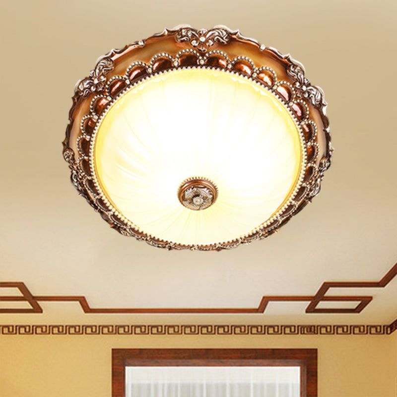 2 Lights Ceiling Lamp Traditional Circle Shape Resin Flush Mount Lighting with Bloom Base in Tan Clearhalo 'Ceiling Lights' 'Close To Ceiling Lights' 'Close to ceiling' 'Flush mount' Lighting' 1033786