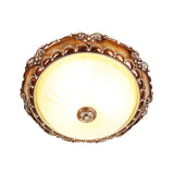 2 Lights Ceiling Lamp Traditional Circle Shape Resin Flush Mount Lighting with Bloom Base in Tan Clearhalo 'Ceiling Lights' 'Close To Ceiling Lights' 'Close to ceiling' 'Flush mount' Lighting' 1033787