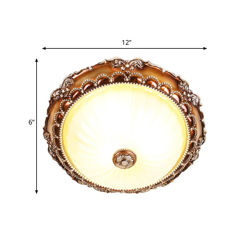 2 Lights Ceiling Lamp Traditional Circle Shape Resin Flush Mount Lighting with Bloom Base in Tan Clearhalo 'Ceiling Lights' 'Close To Ceiling Lights' 'Close to ceiling' 'Flush mount' Lighting' 1033788