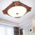 Frosted Glass Bronze/Copper Flush Mount Fixture Square LED Countryside Ceiling Flush with Round Shade