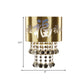 2 Heads Semi Cylinder Wall Sconce Traditional Brass Crystal Bead Wall Mounted Lamp for Bedroom Clearhalo 'Wall Lamps & Sconces' 'Wall Lights' Lighting' 1033980