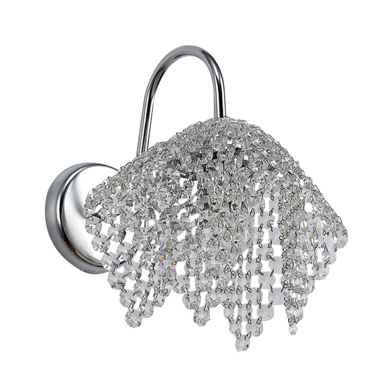 1 Light Wall Mount Light Fixture Nordic Web Crystal Drip Wall Sconce Lighting in Chrome Clearhalo 'Cast Iron' 'Glass' 'Industrial' 'Modern wall lights' 'Modern' 'Tiffany' 'Traditional wall lights' 'Wall Lamps & Sconces' 'Wall Lights' Lighting' 1034034