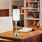 Hand-Cut Crystal Cylinder Table Lamp Minimalist Study Room LED Desk Light in Chrome Clearhalo 'Lamps' 'Table Lamps' Lighting' 1034050