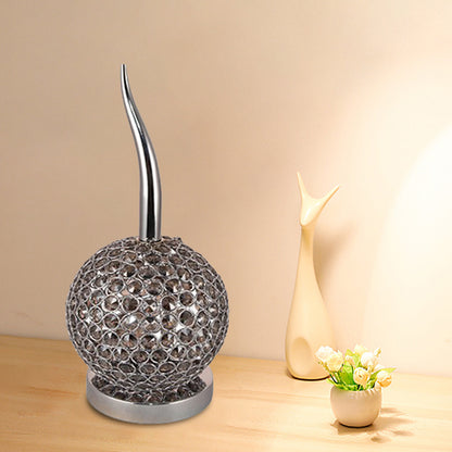 Modern Globe Table Lamp Beveled Crystal Prism LED Night Table Lamp in Brushed Chrome Chrome Clearhalo 'Lamps' 'Table Lamps' Lighting' 1034061