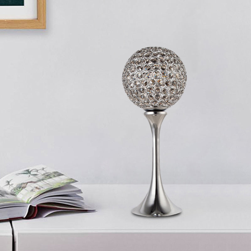 Modernism Sphere Night Table Lamp Prismatic Optical Crystal LED Table Light in Chrome Clearhalo 'Lamps' 'Table Lamps' Lighting' 1034078