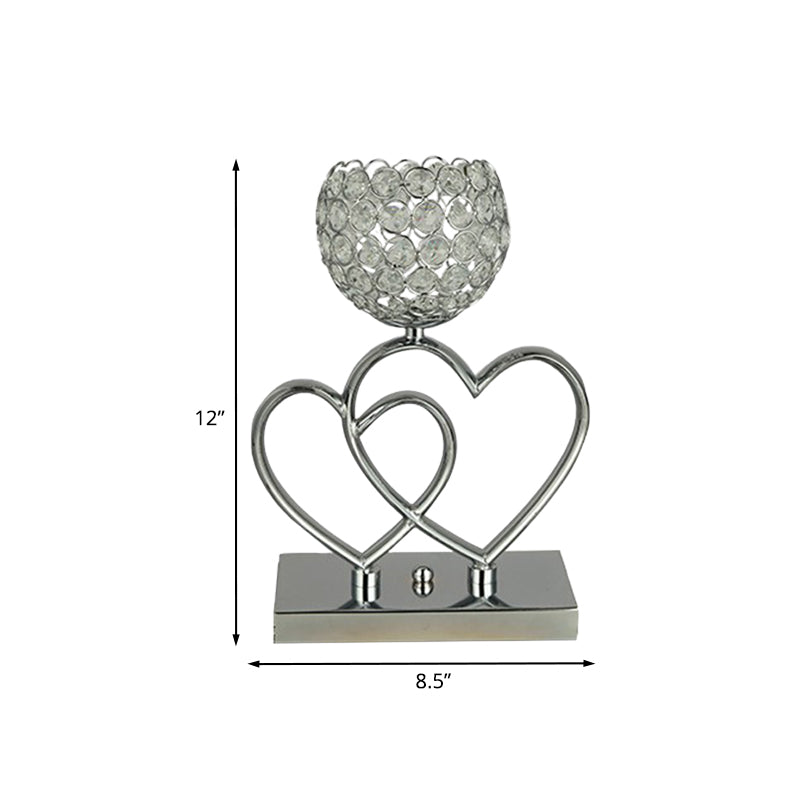 Modern Heart and Dome Table Lamp LED Crystal Table Light for Study Room in Chrome Clearhalo 'Lamps' 'Table Lamps' Lighting' 1034092