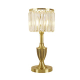 Prismatic Optical Crystal Brass Table Lamp Cylinder Shade LED Contemporary Nightstand Lamp Clearhalo 'Lamps' 'Table Lamps' Lighting' 1034115