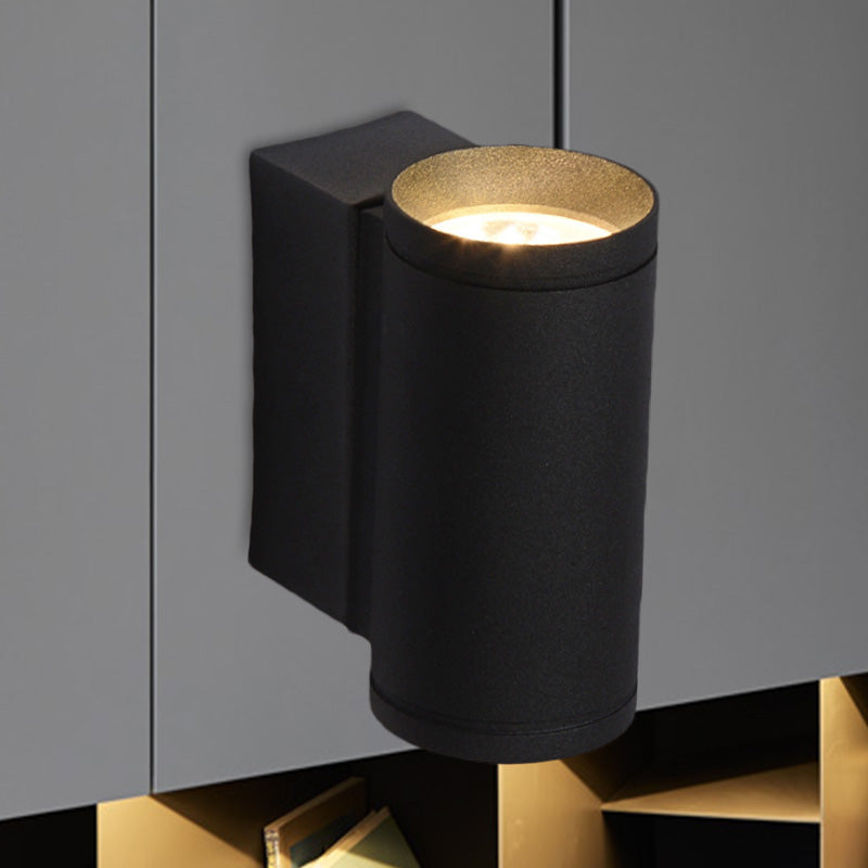 Tubular Metal Wall Mounted Lamp Minimalist Black Up and Down LED Sconce Light in Blue/Red/Green Light Black Clearhalo 'Cast Iron' 'Glass' 'Industrial' 'Modern wall lights' 'Modern' 'Tiffany' 'Traditional wall lights' 'Wall Lamps & Sconces' 'Wall Lights' Lighting' 1034121