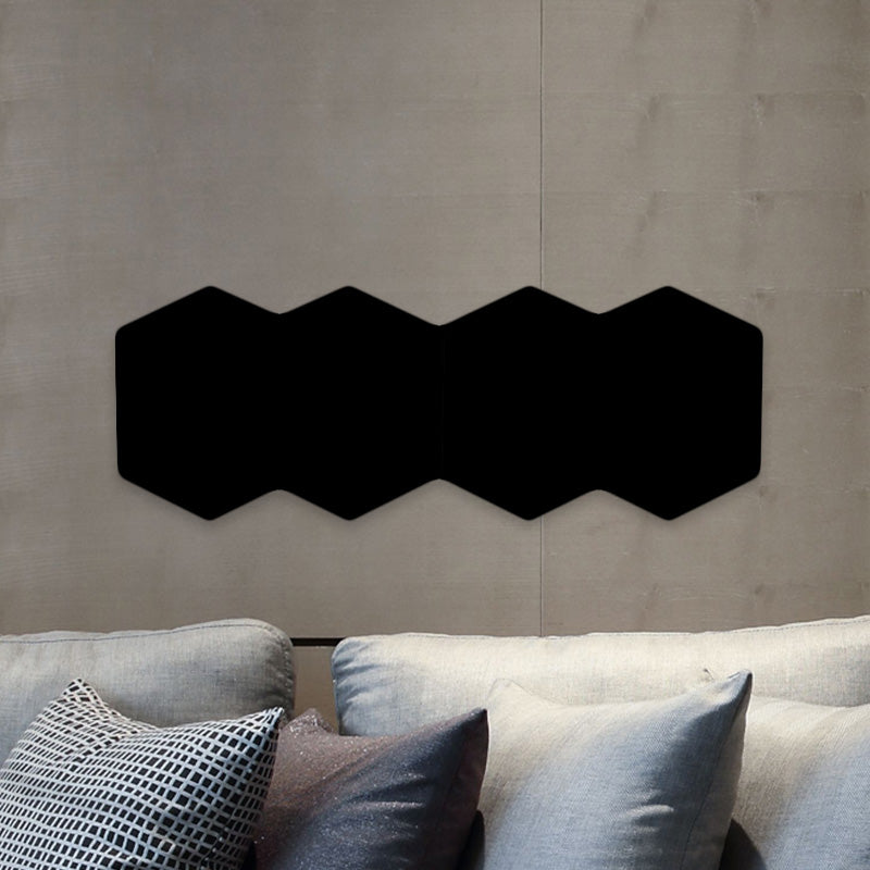 Modern 2/3/4-Light LED Flush Mount Black Hexagon Wall Mounted Light with Aluminum Shade, RGB Colored Light Clearhalo 'Cast Iron' 'Glass' 'Industrial' 'Modern wall lights' 'Modern' 'Tiffany' 'Traditional wall lights' 'Wall Lamps & Sconces' 'Wall Lights' Lighting' 1034143