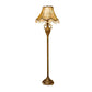 Rose Print Fabric Scalloped Floor Light Rustic 1 Bulb Living Room Floor Standing Lamp in Gold Clearhalo 'Floor Lamps' 'Lamps' Lighting' 1034190