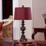 Rose Red Drum Nightstand Light Traditional Fabric 12"/15" Wide Single-Bulb Living Room Table Lamp Clearhalo 'Lamps' 'Table Lamps' Lighting' 1034236