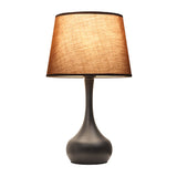 Fabric Brown/White Nightstand Lamp Barrel Shade 1-Light Rural Table Light with Slim Neck Pedestal Clearhalo 'Lamps' 'Table Lamps' Lighting' 1034260
