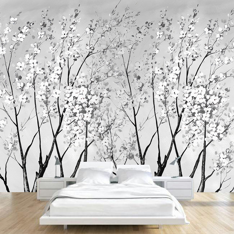 Big Photography Sakura Blossoms Mural Wallpaper Guest Room Decorative Wall Art in Soft Color, Made to Measure Clearhalo 'Wall Decor' 'Wall Mural' 1036203
