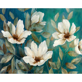 Green and White Nostalgic Mural Customized Size Blossoms Wall Art for Dining Room Decoration Clearhalo 'Wall Decor' 'Wall Mural' 1036239